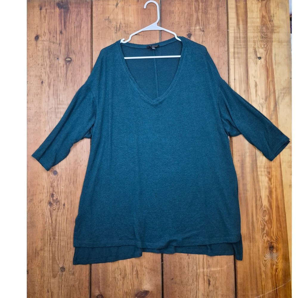Lane Bryant Teal Space Dye V-Neck Tunic Top 3/4 Sleeve Plus Size 18/20